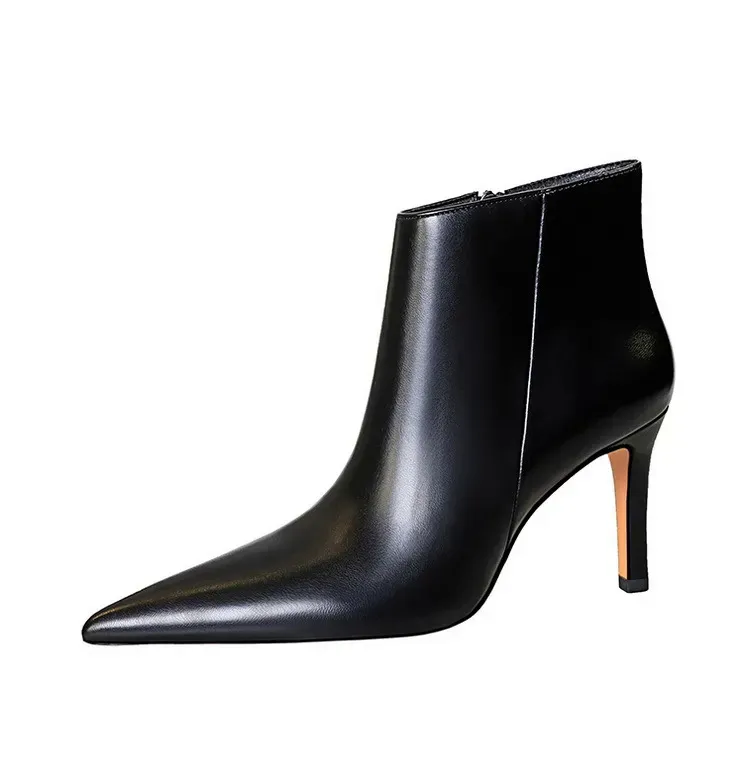  BIGTREE High Heels Ankle Boots Shiny Patent Leather