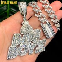 New CZ Letters Bag Boyz Pendant Necklace Iced Out Bling 5A Cubic Zircon Dollar Symbol Money Charm Fashion Hip Hop Men Jewelry Fashion Chain Necklaces