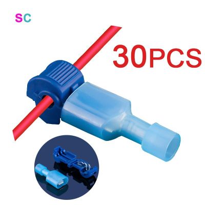 Wire Connector 30pcs T-Tap Self-Stripping Quick Splice Electrical Terminals Male Female Fast Connect Cable Retractable Joints Watering Systems Garden