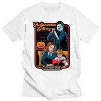 Mens เสื้อผ้าเสื้อผู้ชาย Micheal Myers ฮาโลวีนความปลอดภัย Horror Cult ภาพยนตร์ตลก T เสื้อสนุก