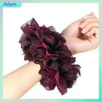 ADAM กำมะหยี่สีทอง ขนาดใหญ่ scrunchies ชุดคลุมศีรษะ ศิลปะผ้าศิลปะ แหวนผมผ้ากำมะหยี่เงายืดหยุ่น ที่มีคุณภาพสูง อีลาสติก เชือกมัดผมหางม้าแวววาว ผมเส้นผม