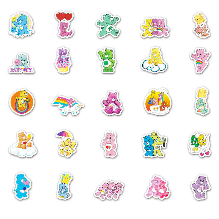 สติ๊กเกอร์-pvc-กันน้ำ-น้องหมี-care-bears-สีสวย-สดใส-น่ารักสุดๆ-1-แพ็คมี-50-ชิ้น-พร้อมส่ง