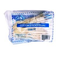 Cotton Stick BIO PLASTไม้พันสำลี/สำลีพันก้าน ความยาว 6 เบอร์ M 100 ชิ้น 5 ห่อ