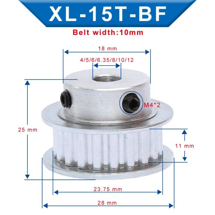 xl-15t-พูลลีย์ไทม์มิ่ง-bore4-5-6-6-35-8-10-12มม-ฟันเฟือง5-08มม-ล้อลูกรอกอลูมิเนียมกว้าง11มม-สำหรับเข็มขัดจับเวลา10มม-xl