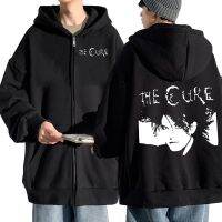 1986 The Cure Robert Smith เสื้อฮู้ดมีซิปเสื้อโค้ทรูดซิปขึ้นเสื้อกันหนาวมีฮู้ดพิมพ์ลายกราฟิกชุดชั้นในแบบโกธิคเสื้อโค้ทโอเวอร์ไซส์ฮิปฮอป