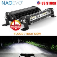 NAOEVO บางเฉียบแถบแสงไฟแอลอีดีรถออฟโรด4นิ้ว4X 120W 12V 24V 7 12นิ้วสำหรับรถจี๊ปเรือเอทีวี SUV รถแทรกเตอร์รถยนต์