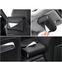 ：{“： Car Tissue Box Holder Nappa Leather Car Center Console Armrest Napkin Box Sun Visor Backseat Tissue Case With Fix Strap