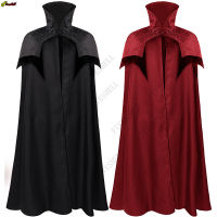 ยุคกลาง Vintage Knight Warrior Gothic Men COSPLAY เสื้อคลุมเสื้อ Stand Collar Windproof Trench Coat ฤดูหนาวยาว Cape Poncho Cos