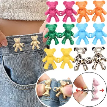 8 Pairs jeans waist tightener Jeans Dress Buttons Bear Clips For Pants for  Dress