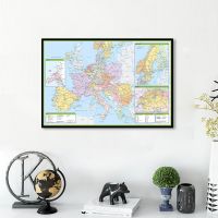 90x60cm The Europe Political and Traffic Map with Details Wall Art Poster Canvas Painting Home Decor Children School Supplies