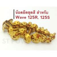 น็อตยึดชุดสี ยึดเฟรม Wave125ตัวเก่า (125R, 125S) สีทอง 19 ตัว ชุดเดียวจบครบทั้งคัน