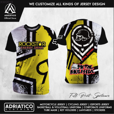 Jersey (สต็อกเพียงพอ) Adriatico Sportswear "Rockstar Energy Drink - Metal Mulisha" T-shirt（freecustom NAME&amp;LOGO)คุณภาพสูง size:S-5XL