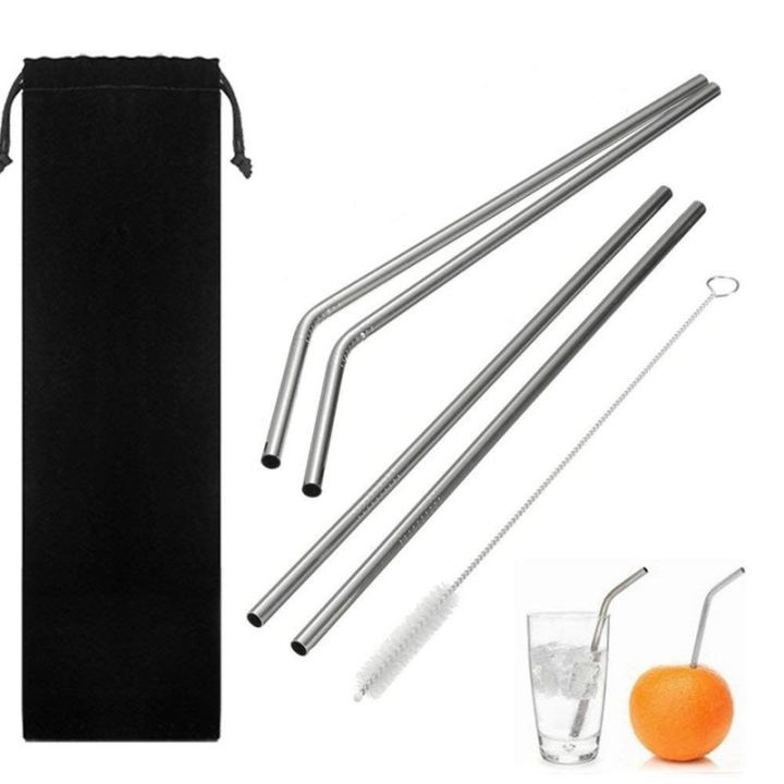 drinking-straws-reusable-stainless-steel-straws-set-of-5-2pcs-10-5-inch-bendy-straws-2pcs-10-5-inch-straight-straws-1pcs-9-5-inch-cleaning-brush