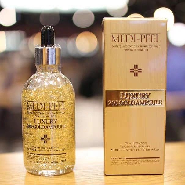 Medi-peel Luxury 24k Gold ampoule 100ml. เซรั่มทองคำ ฟื้นฟูริ้วรอย ผิว ...