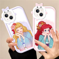 เคสสำหรับ IPhone 14 14Pro 14Plus 14Promax 13 13Pro 13Promax 12 12Pro 12Promax 11 11Pro 11Promax X XR XSMAX 7Plus 8Plus 6S 6Plus 6Splus 7 8 SE 2020 3D SE3มีโบว์ผูกเชือกเคสคลุมทั้งหมดเจ้าหญิงเงือกมอนสเตอร์ตัวน้อย