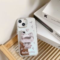 3D การ์ตูน Hello Kitty น่ารักพร้อมกระจกเคสโทรศัพท์มือถือสำหรับ iPhone 14ProMax 14Pro 14แข็งกันแรงกระแทกเคส Hello.Kitty ฝาครอบข้างหลังโทรศัพท์สำหรับ iPhone 13ProMax 13Pro 13เคสสำหรับ Apple โทรศัพท์12 Pro Max 11 KT เคสห่อหุ้มแมว