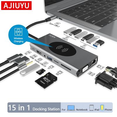 AJIUYU USB C ฮับ Type C เป็น HDMI-USB ที่เข้ากันได้ USB 3.0อะแดปเตอร์มัลติฟังก์ชั่แท่นวางมือถือสำหรับ MacBook Air iPad Pro ตัวแยก USB Feona