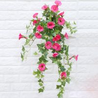 【DT】 hot  65.5cm Simulation Morning Glory Fake Plant Vine Flower Rattan Plastic Decorative Flower Wall Hanging Wedding Party Home Decor