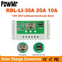 30A 20A 10A PWM Solar Charge Controller Lithium Battery Lead Acid Battery 12V 24V Auto With Dual USB Solar Regulator New