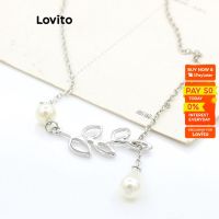 สร้อยคอผู้หญิง ไข่มุก Lovito Casual Plain Metal สำหรับผู้หญิง รุ่น L60AD040 (สีเงิน) Lovito สร้อยคอผู้หญิง ลำลอง ไข่มุกโลหะล้วน