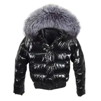 Fake fox Fur collar Winter Jacket Women glossy soft Down Jacket Winter Waterproof Coat female short Outerwear Hooded Down Parka