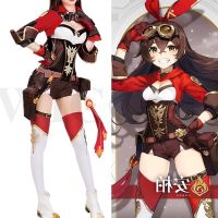 Game Genshin Impact Amber Cosplay Costume Amber Cosplay Costume Women Red Comtume Halloween Top Pant Uniform Full Set