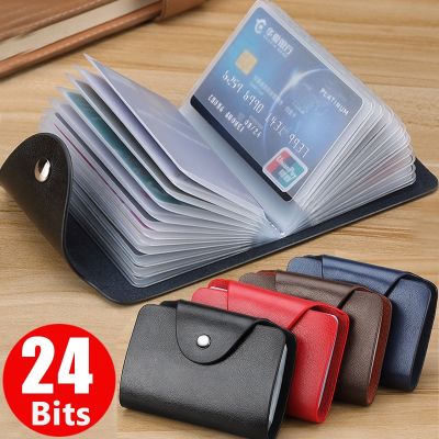Dompet Kartu Bisnis Wanita Anti Maling dompet saku kulit PU ramping 24 kartu kredit ID anti-maling