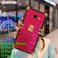 YiaMia Bling โทรศัพท์กรณีเหมาะสำหรับ Samsung Galaxy J2 Prime J4 Plus J6 Plus S20 S20 FE S20 Plus S20 Ultra S21 S21 FE S21 Plus S21 Ultra Luxury Square ฝาครอบโทรศัพท์กันกระแทกและ Anti-Drop (In Stock))