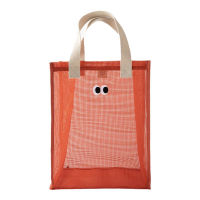 1 Pc Cartoon Cute Big Eyes Women Tote Bag Women Large Mesh Shopping Bag Travel Summer Beach Net Bag Foldable Grocery Bags