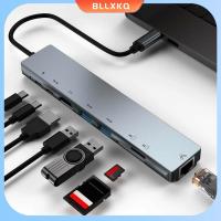 BLLXKQ เครื่องอ่านบัตร TF 8 In 1 4K HDMI RJ45แท่นวางมือถือ Type-C เครื่องขยาย USB C ฮับต่อพ่วง