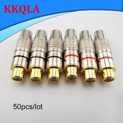 QKKQLA 50pcs Wholesale Gold Plated RCA Female Jack Plug Connector Solder Audio Video Adapter RCA Female Convertor for Coaxial Cable