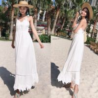 B5544 แม็กซี่เดรส สายเดี่ยวไข้วหลัง  Maxi dress with back straps