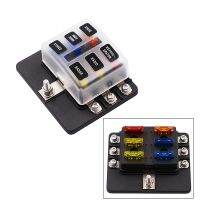 【YF】 6 Way Blade Fuse Box Holder with LED Light Damp-Proof Block Marine Car Boat Automotive RV DC 32V Waterproof Cover