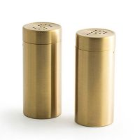 hotx【DT】 2pcs/ A Set Gold  SP Stainless Spice Jar Condiment Seasoning Bottles Pepper Shakers Cruet Sets