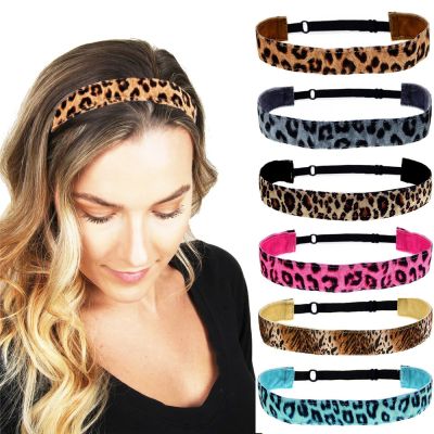 1PC Leopard Rainbow Tie-Dye Non-slip Sports Headbands for Women Hairband Adjustable Elastic Girls Fashion Party Yoga Hair Band