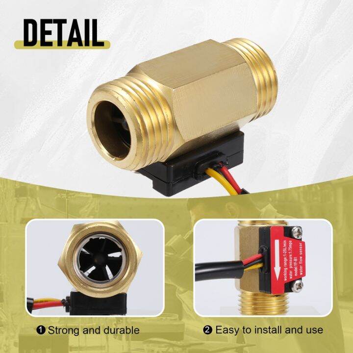 1-piece-of-yf-b1-turbine-water-flow-sensor-g1-2-inch-electromagnetic-brass-in-line-hall-switch-male-thread-1-25-l-min