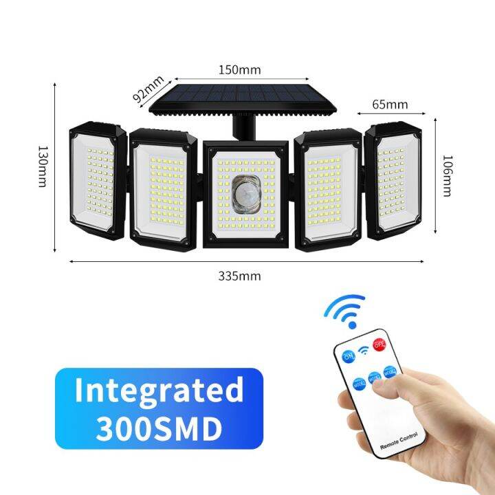 300-leds-พลังงานแสงอาทิตย์ไฟสวนกลางแจ้งไฟ-led-motion-sensor-โคมไฟติดผนังกันน้ำที่มีประสิทธิภาพสปอตไลพลังงานแสงอาทิตย์ปรับ