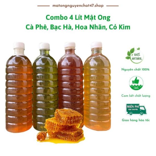 Combo 4 lít mật ong cà phê, mật ong bạc hà, mật ông hoa nhãn - ảnh sản phẩm 1