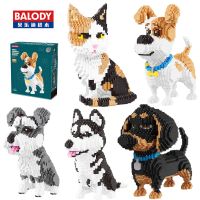 Balody kartun Teddy Corgi Collie anjing peliharaan Dachshund kartun kucing Model Mini blok bangunan mainan untuk anak-anak hadiah anjing hewan peliharaan