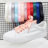 1Pair 2 CM Width Satin ShoeLaces Flat Sneakers Shoe Laces Silk Ribbons Laces 80CM 100CM 120CM 20 Colors Shoe lace S1