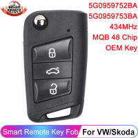 KEYECU OEM Semi Keyless For Volkswagen MQB Golf For Octavia A7 Remote Key Fob 5GBA 5GBA 434MHz ID48 HU66