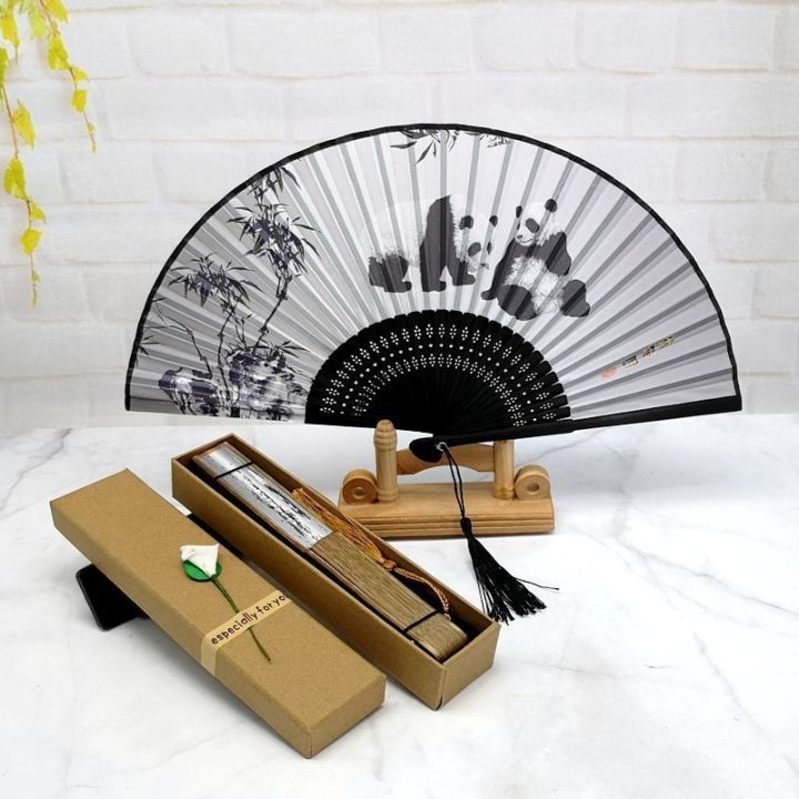 panda-fans-womens-summer-chinese-antique-female-students-jump-dance-fan-fan-sichuan-tourism-memorial-to-send-foreigners