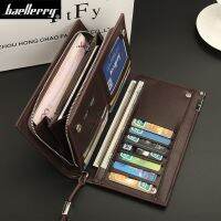 Baellerry Designer Men Leather Wallets High Quality Zipper Long Wallet Clutch