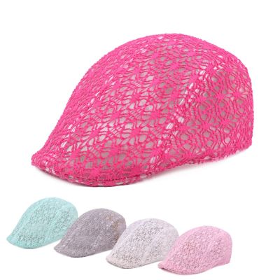 ❀ Lace Berets Caps for Women Silk Screen Peaked Cap Summer Travel Outdoor Breathable UV Protection Hat Visors Casual Wedding Hat