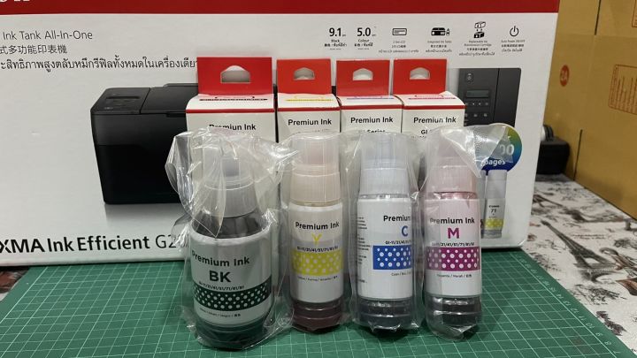 หมึกพรีเมี่ยม-premium-ink-สำหรับ-printer-canon-gi-series-g1020-g2020-g2060-g3020-g3060-ฯลฯ-11-21-41-51-71-81-91-เติมได้ทุกรุ่น-คุณภาพเทียบเท่าของแท้-4-สี-สีดำ-ฟ้า-แดง-เหลn