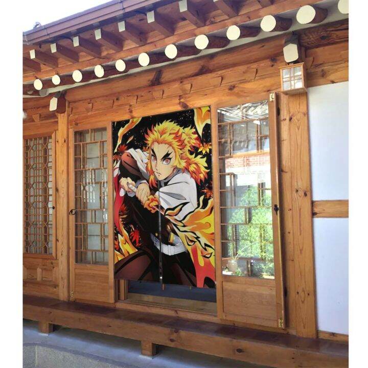 ปรับแต่งได้-34x56in-แผงม่านประตูลาย-demon-slayer-rengoku-kyoujuriu-ม่านประตูความร้อนเป็นลมฉนวนความปลอดภัยของประตูสำหรับหน้าต่าง-ห้องนั่งเล่น-ประตู