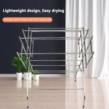 Foldable Clothes Drying Rack With Pulley Stainless Steel Cloth