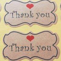 120pcs 32x58mm THANK YOU Red Heart Kraft Paper Sticker for Gifts Packing Decoration DIY Crafts Bags Boxes Sealing Label Stickers Labels