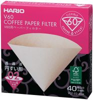 กระดาษกรอง HARIO V60 Paper Filter White 02 กระดาษกรองกาแฟ สีขาว คุณภาพสูง 1 กล่อง 40 แผ่น ดริปกาแฟ อุปกรณ์ดริป