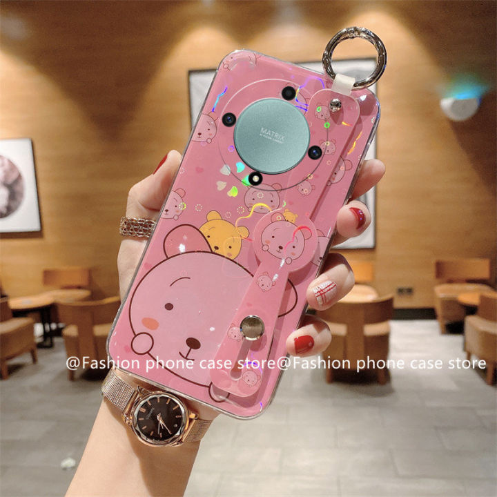 phone-case-เคส-honor-x7a-x9a-5g-ใหม่เคสลายการ์ตูนแวววาวพร้อมสายรัดข้อมือนุ่มฝาหลัง2023